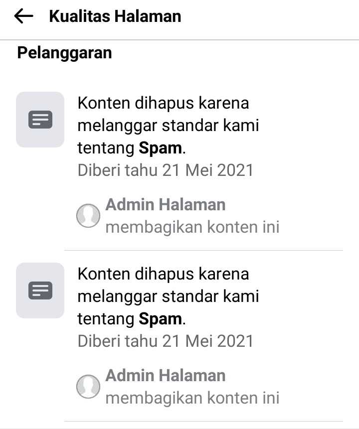 Kualitas pelanggaran halaman facebook