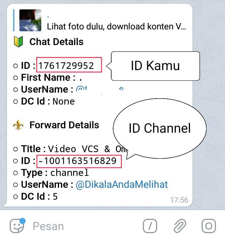 kode id akun dan id telegram