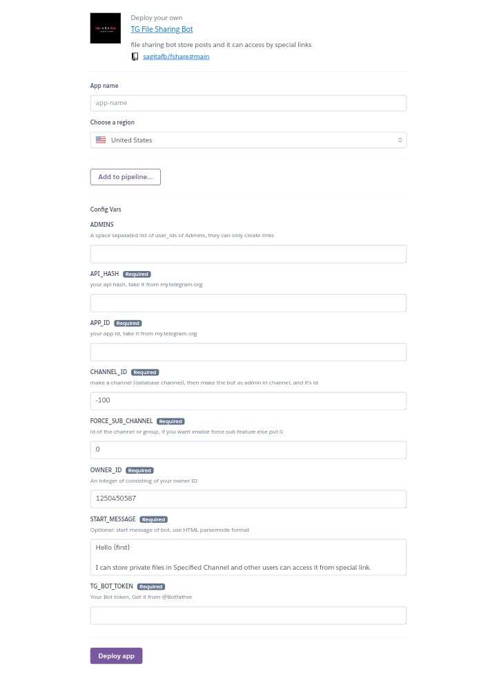 Deploy file sharing bot telegram