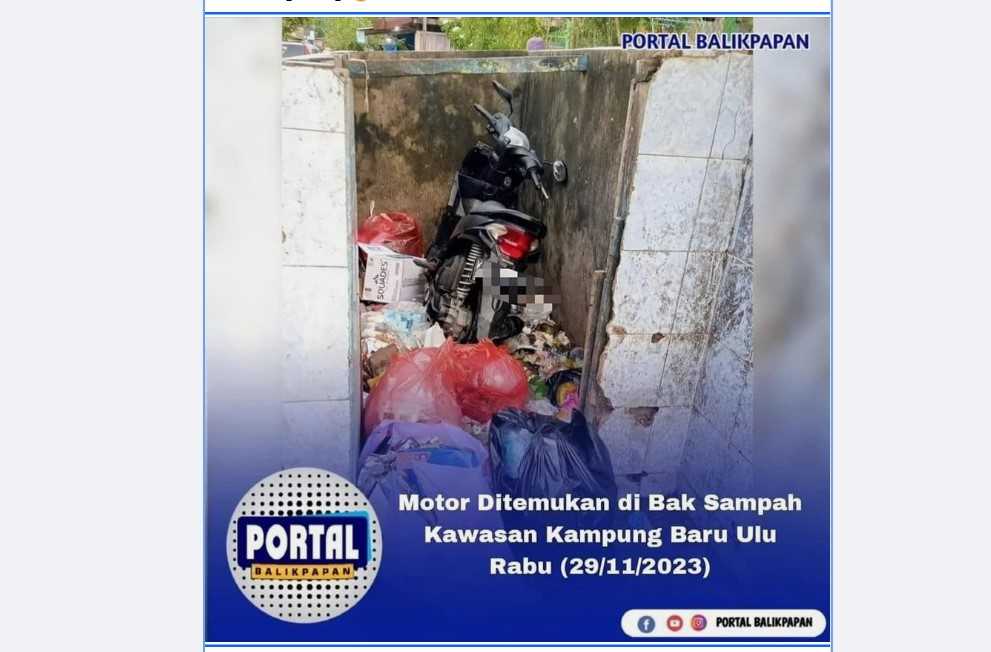 Motor honda di buang ke bak sampah