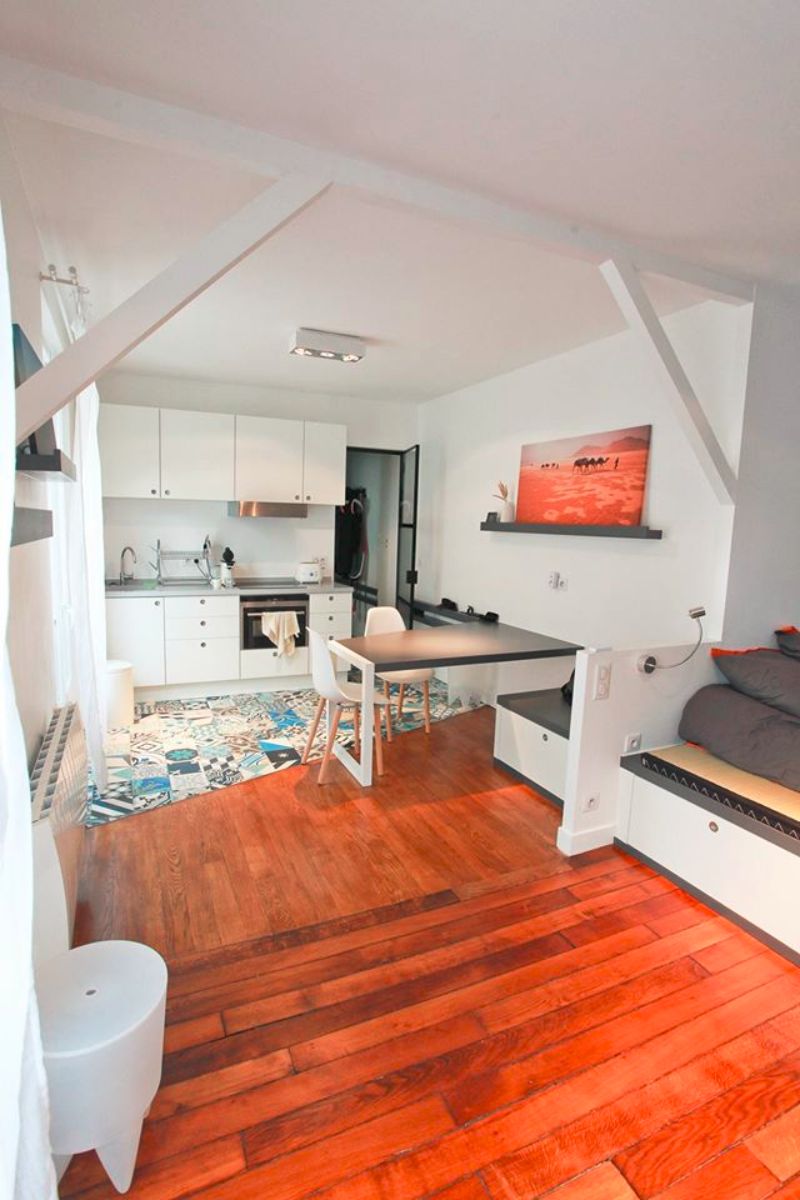 This small Parisian Studio apartment is packed with great storage