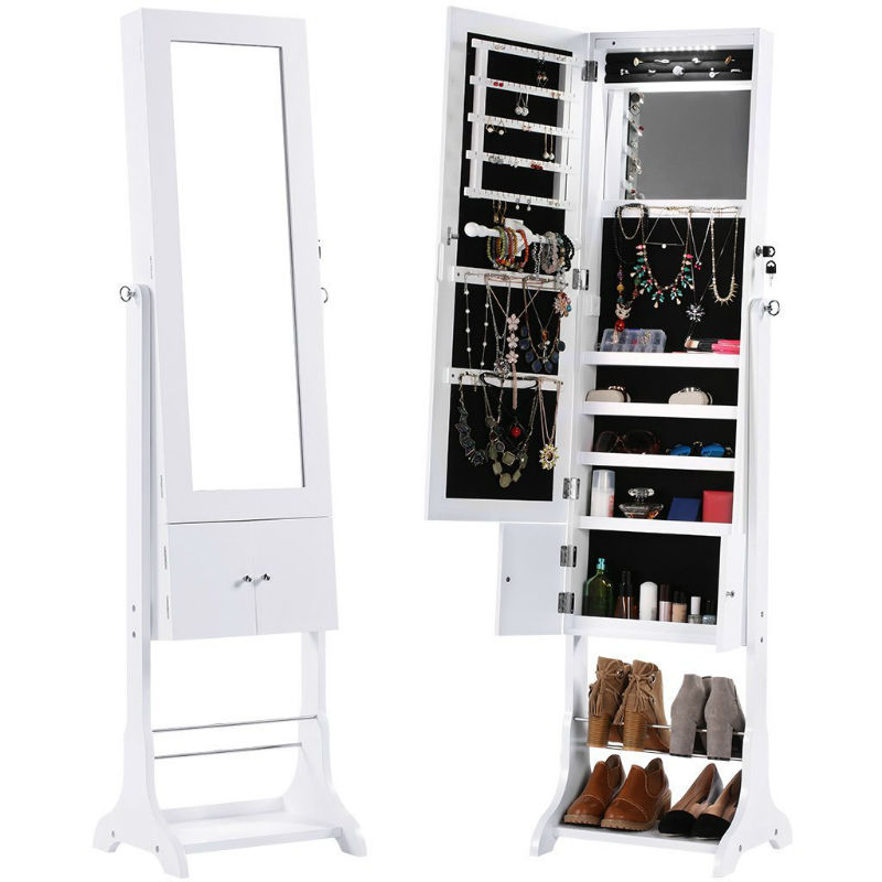 Langria Free Standing Lockable Jewelry Cabinet Full Length