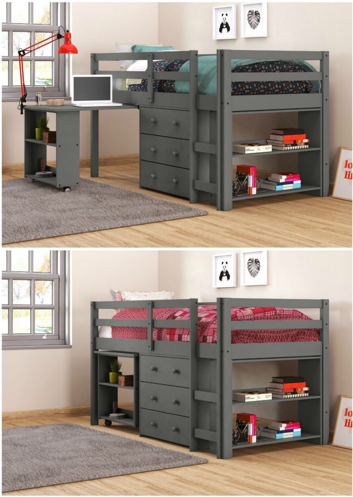 double loft bunk bed with desk