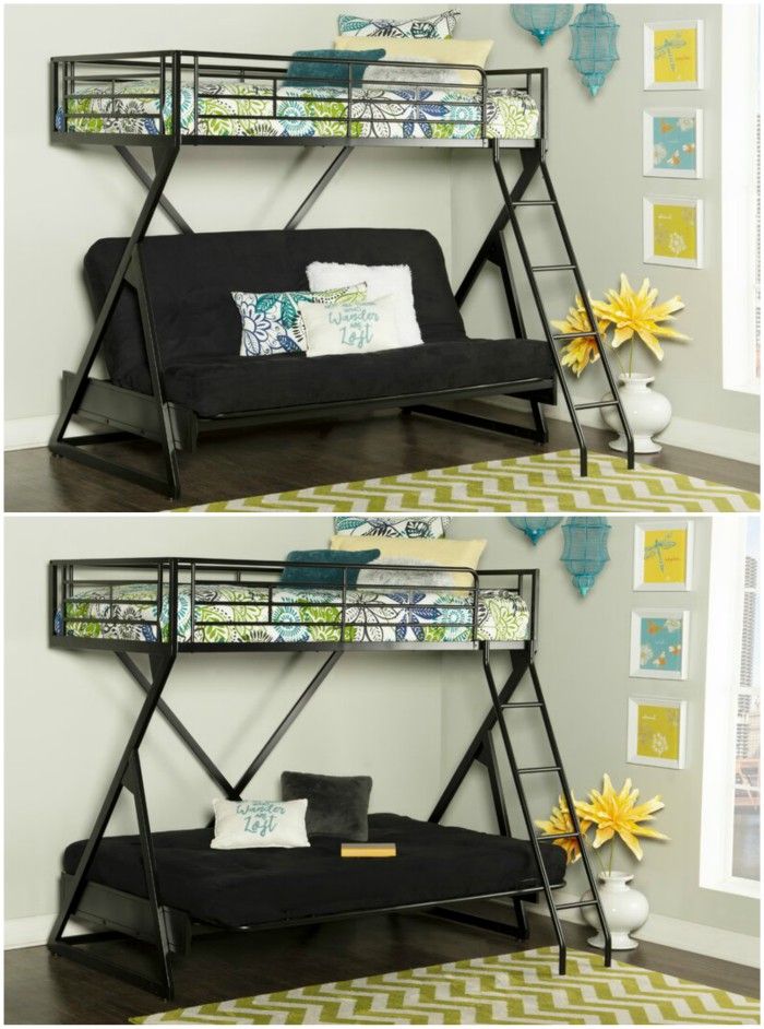 bunk bed with futon and desk