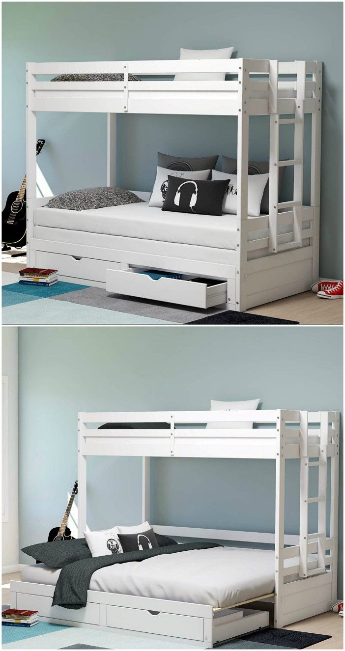 bunk bed with daybed underneath