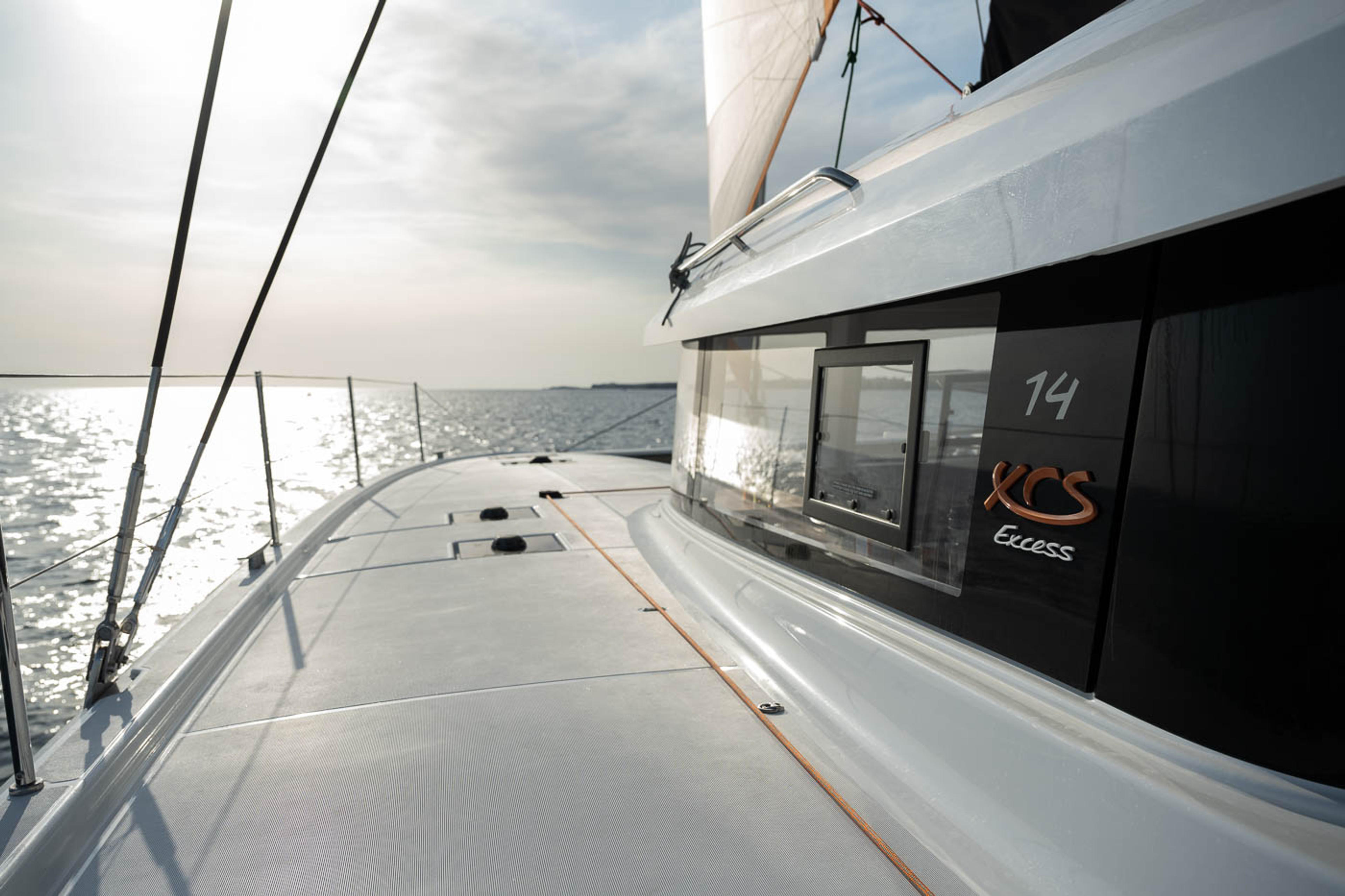Excess 14 catamaran deck view Excess 14 catamaran deck view