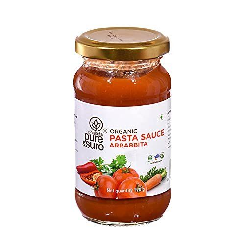 Pure & Sure Organic Pasta Sauce | Gluten-Free Arrabbiata Sauce | Fresh Tomato Purée | 100% Vegetarian Organic Sauce natural and pesticide free