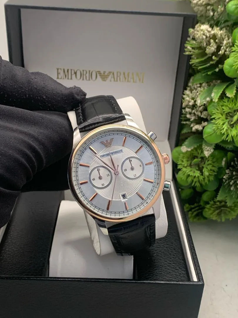 Armani Chronograph Leather Watch – Black Strap Watch for Gentlemen — photo 2