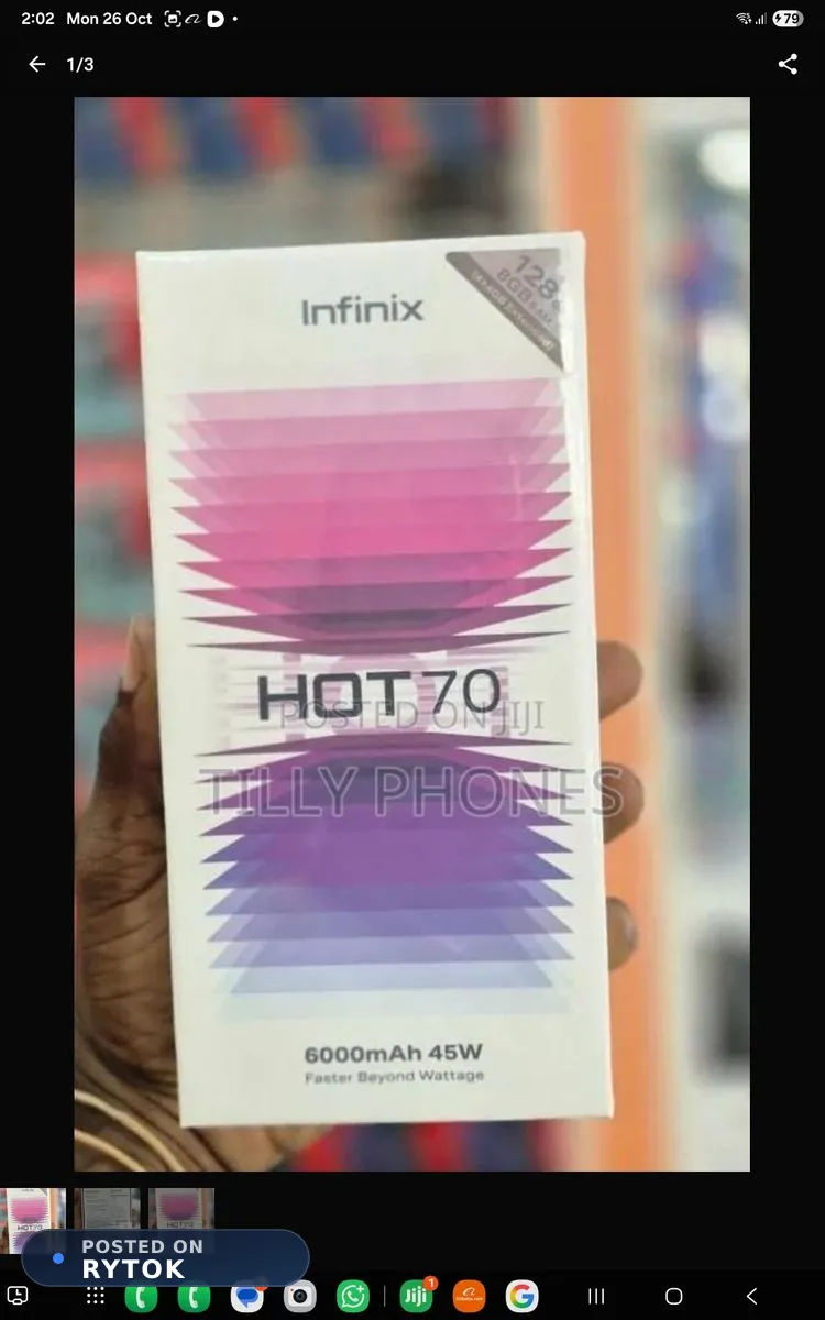 Infinix Hot 70, 128GB ROM, 8GB RAM, 6000mAh Battery, 45W Fast Charge