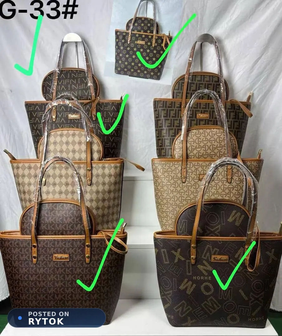 3-in-1 Women's Designer Monogram Tote Bag Set