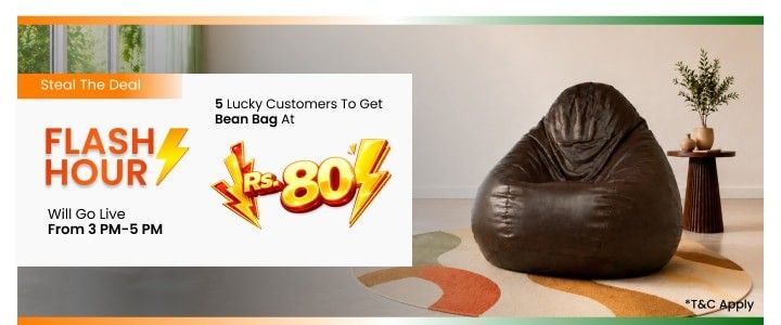Pepperfry | Flash Deal - XXL Bean Bag with Beans at Rs. 80 | Sale goes live at 3 pm