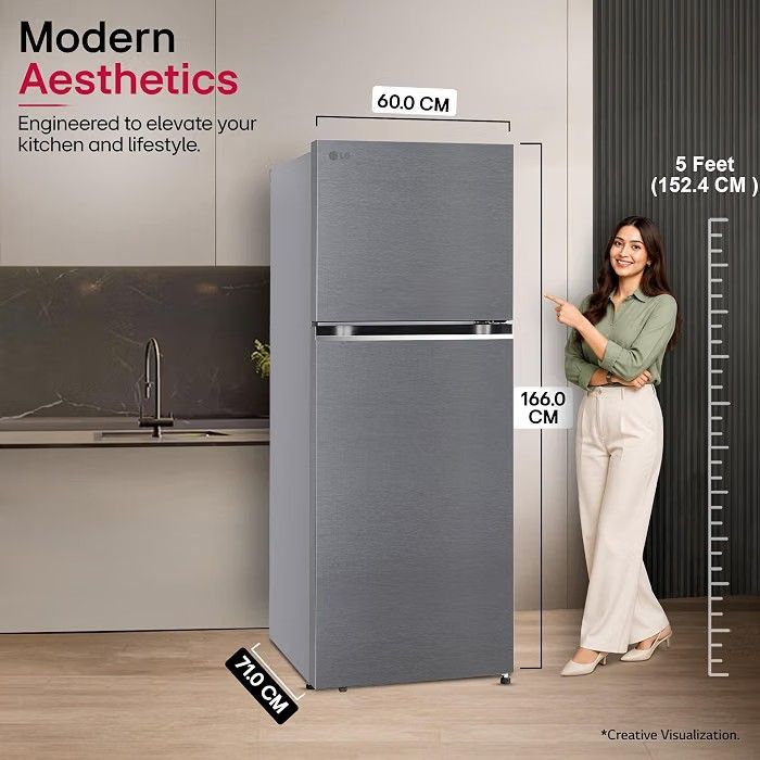 LG 322 L, 2 Star, Convertible, Smart Inverter, Frost Free Double Door Refrigerator (GLT3226SNDS, Dazzle Steel, Express Freeze & Multi Air Flow)