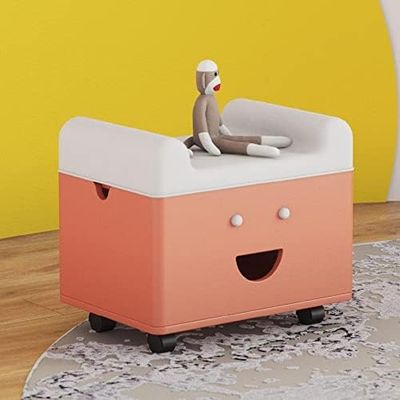 Smartsters Engineered Wood Storage Bench with Wheels | for Kids, Office, Kitchen or Garage | Cushioned Seating with Support | Home Organizer | Coral Paradise Finish | Standard | 17 X 15 X 22 Inches