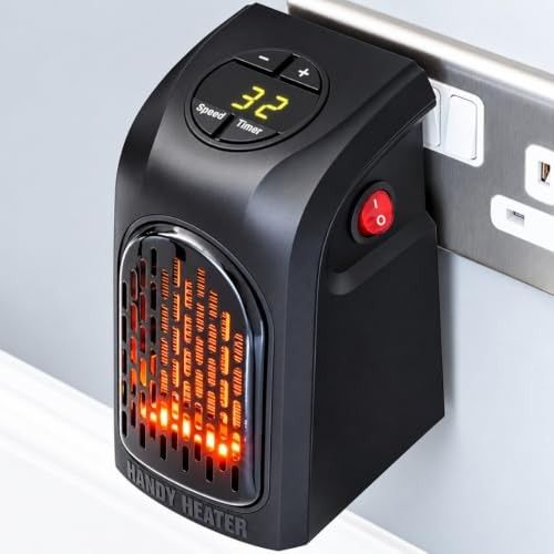Handy Wall Mounted Electric Convector Heater 400W | Silent Infrared Fan Room Heater | Energy Saving Portable Plug-in Heater for Bathroom, Bedroom, Office, Kitchen & Small Indoor Spaces