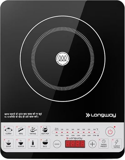 Longway Cruiser IC PB 2000 Watt Induction Cooktop with Auto Shut-Off & Over-Heat Protection With 8 Cooking Mode & BIS Approved (Black, Push Button)