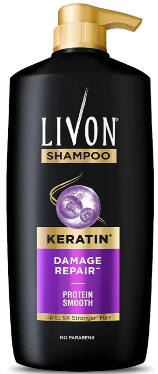 Livon Keratin Shampoo for Women & Men | Repairs Damaged Hair | Smooth & 5x Stronger Hair | No Parabens | 1L
