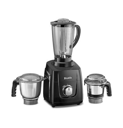 Sujata MG01 Mixer Grinder 1000Watts | Double Ball Bearing Motor|24000 RPM| Non-Stop 90 Mins Running|3 Jars including 1750ml Blender, 1000ml Grinder, 500ml Chutney Jar| (Black)