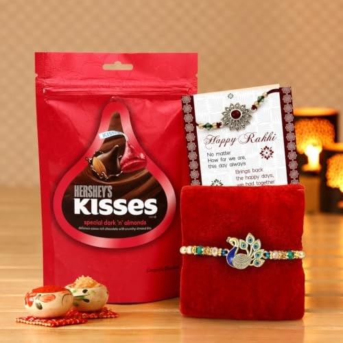 TIED RIBBONS Rakhi for Brother with Greeting Card Roli Tikka Chocolate Combo Gift Set