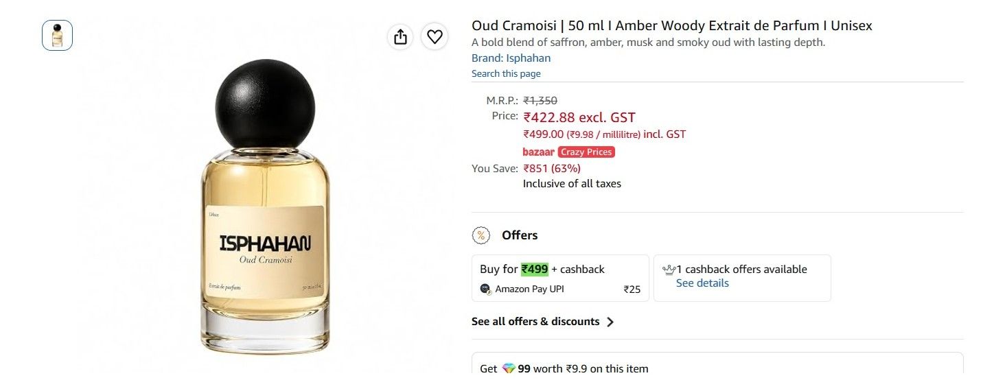 ISPHAHAN Perfumes @ Flat ₹499 - MORE STYLES ADDED! EDP&EXTRAIT - upto 63% off