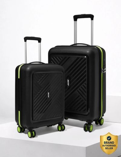 ALFA by VIP Hard Body Set of 2 Luggage 8 Wheels | Trolley Bag Flushed Combination Lock Black