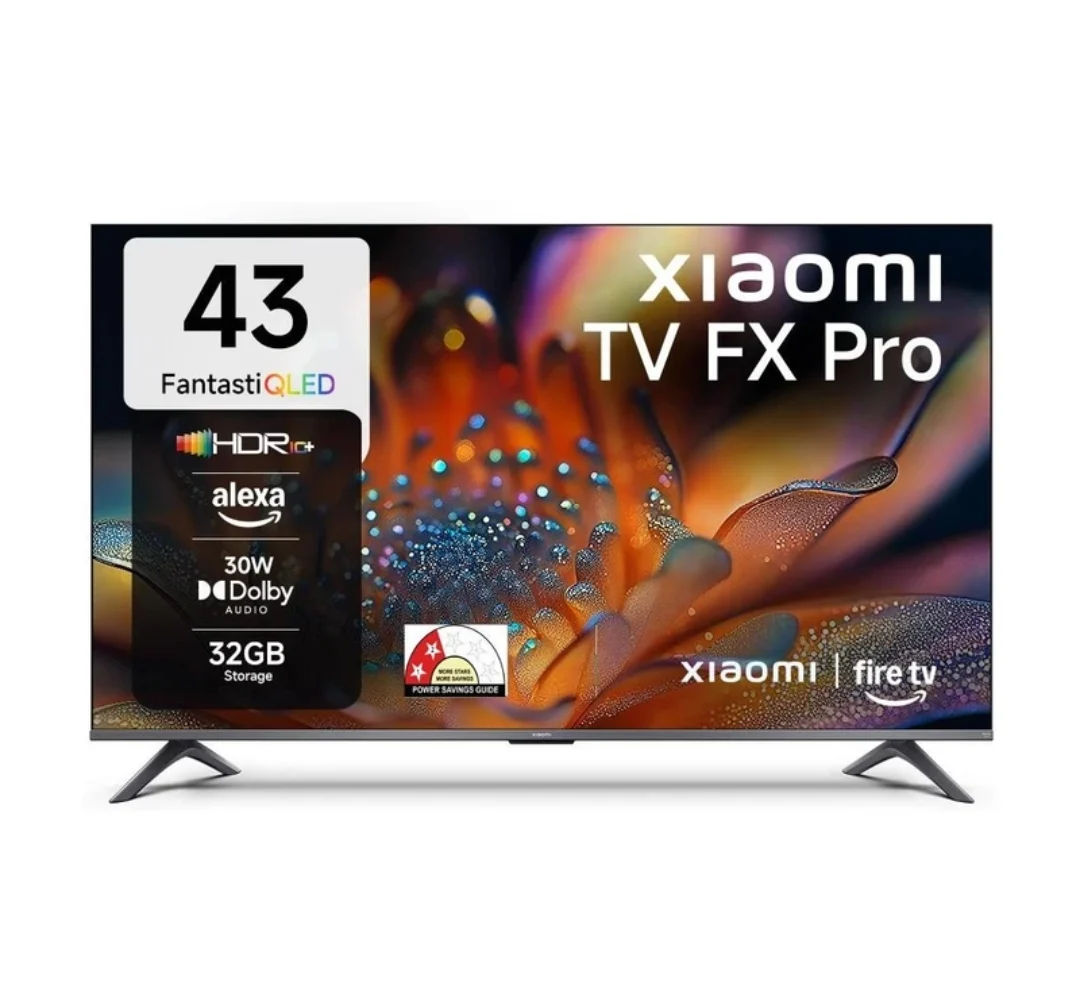 XIAOMI FX Pro 108 cm (43 inch) QLED Ultra HD (4K) Smart Fire TV with Alexa built-in | HDR 10+ | 32 GB Storage | 30W Dolby Audio | Premium Metal Bezel-less Design | Film-maker Mode | Mi TV (L43MB-FPIN)
