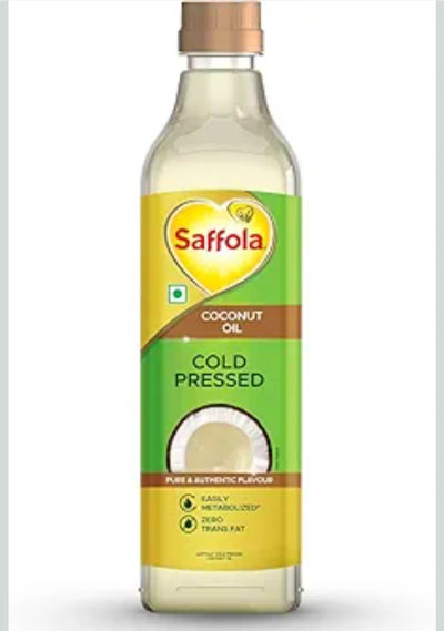 ₹128 coupon: Saffola Cold Pressed Coconut Oil, 0 Trans fat, No chemicals or heat, Unrefined, 1L