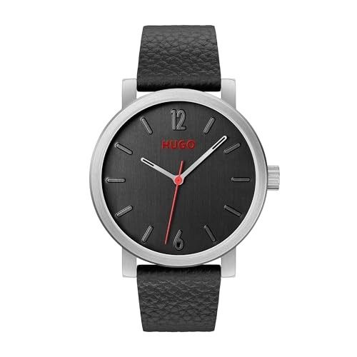 HUGO Leather Boss Analog Black Dial Men's Watch-1530115
