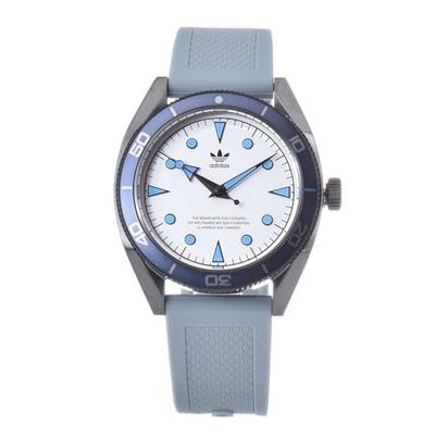 adidas Men Silicone Originals Analog Silver Dial Watch-Aofh22003, Band Color-Blue