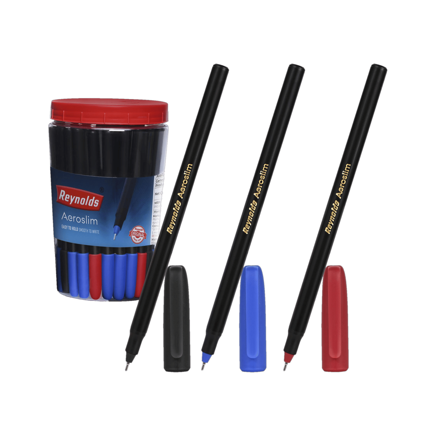 Reynolds Aeroslim Ball Pen (Pack of 70, Ink Color - Blue, Black, Red)