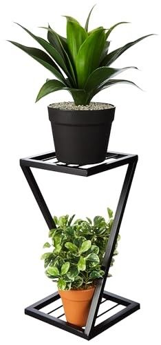 Amazon Brand - Solimo Stylish Metal Plant Stand (New Z Shape X Shape) (Set of 1, 40 cm stand)