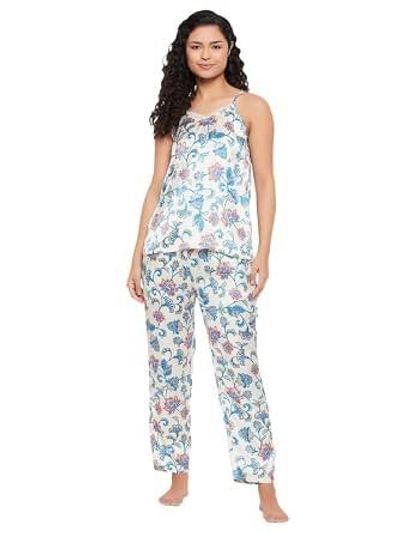 Clovia Women's Cotton Printed Top & Pyjama Set