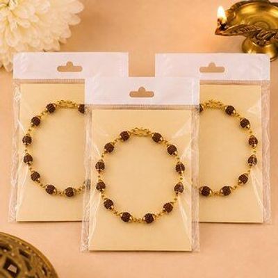 (Pack of 3) Metal Gold-plated Rudraksha Bracelet