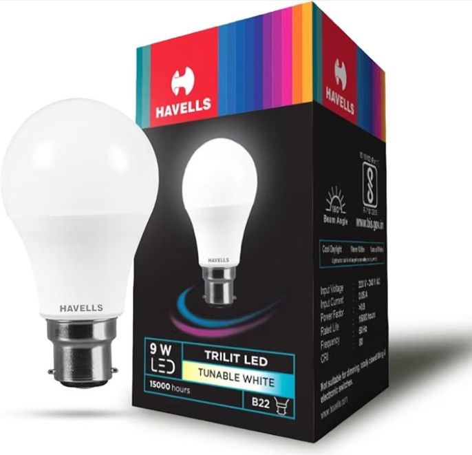 Havells (3 in 1) 9W LED Bulb for Home & Office |B22 LED Bulb Base |Cool Day White Light (6500K/4000k/3000k) |4Kv Surge Protection |High Voltage Protection |Eco Friendly Energy Efficient | Pack of 1