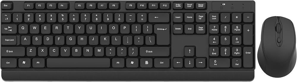 ANT Master 22 Wireless Keyboard and Mouse Combo, Full Size 104 Keys with Numpad, 2.4GHz USB Receiver, 800/1200/1600 DPI Adjustable Mouse, Up to 10m Range for PC Laptop Windows Mac Linux Android