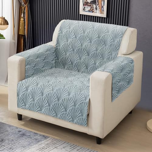 Cortina Premium Style Anti Slip 1 Seater Sofa Cover Set | Microfiber Sofa Slipcover |1 Back Cover + 1 Seat Cover + 2 Handle Cover - Silver