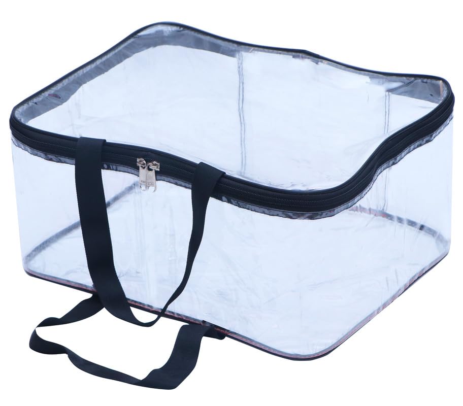 Presents Multipurpose Transparent Storage Bag for Clothes PVC Packing Organizer for Sarees Clothes Cover Blanket Cover (BLACK, PACK OF 1)