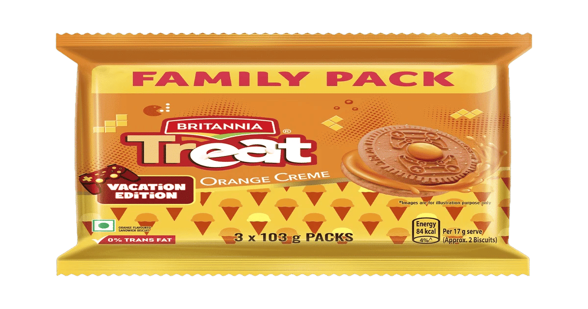 61% off || Britannia Treat Orange Creme Sandwich Biscuits