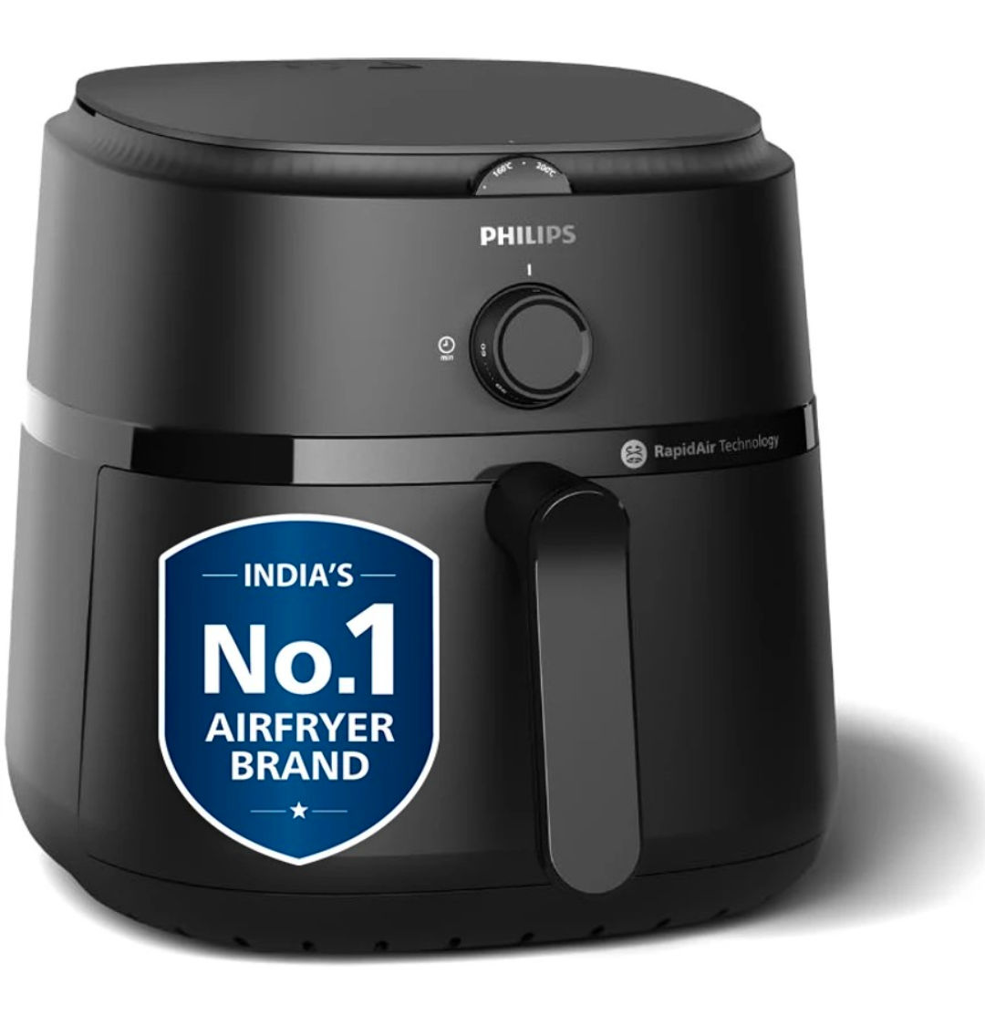 Amazon - PHILIPS Air Fryer NA130, 6.2 Litre, Extra Large, 100% Food Safe uses up to 90% less fat, 1700W, with Rapid Air Technology (Black)