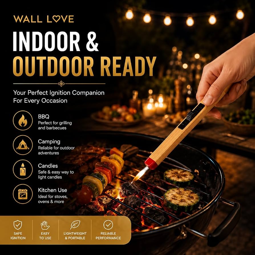 Match Stick Shaped Gas Lighter for Kitchen | Candle Lighter Stick Matchstick Design Refillable for Candles Kitchen Stove BBQ Camping Indoor Outdoor Use