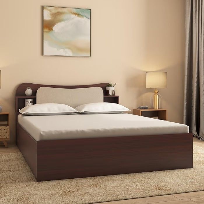 Nilkamal Daffodil Wooden Queen Bed with Box Storage | 3 Year Warranty | Designer Headboard with Storage | Engineered Wood | Walnut : Amazon.in: Home & Kitchen