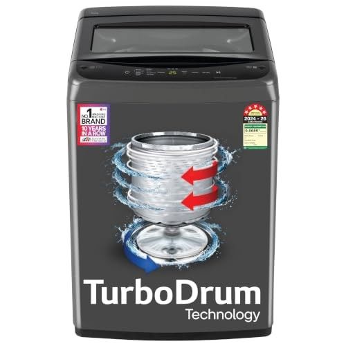 LG 8 Kg 5 Star Smart Inverter Technology Fully Automatic Top Load Washing Machine (T80VBMB4Z, Turbodrum)