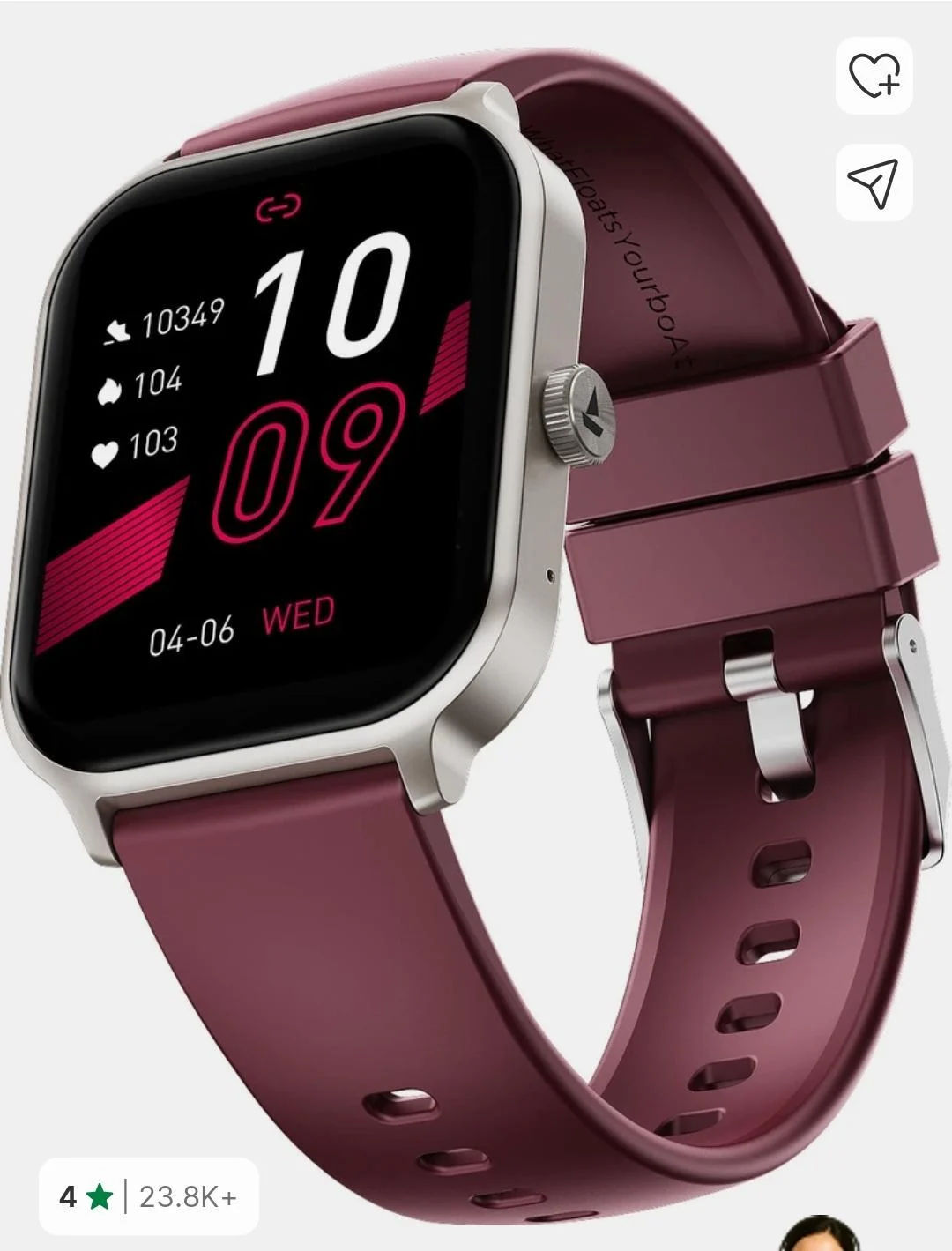 boAt Ultima Ember 2, 1.96" AMOLED, Ultra Bright 1000 nits, AOD, Functional Crown Smartwatch