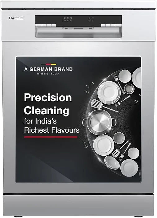 Hafele Aqua Chrome Dishwasher |13 Place Settings |Upto 70 Utensils |Designed for Indian Kitchens