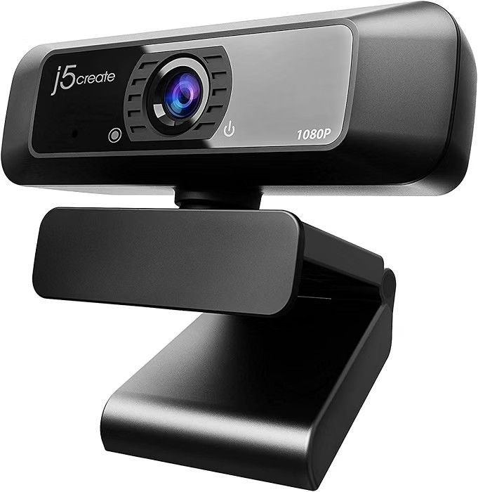 j5create Full HD 1080p USB Webcam for PC with Microphone, 30fps, H.264, 360° Rotation, F/2.4 Low-Light Lens
