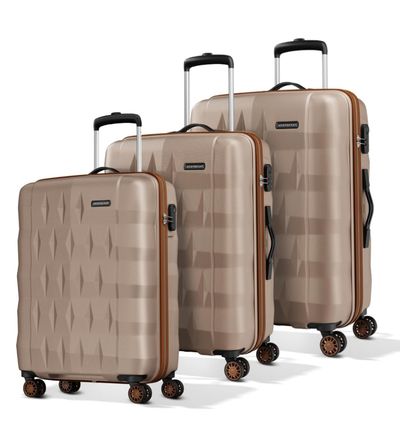 Aristocrat Comet Set of 3 (S+M+L) Hard Case Trolley Bags, Champagne 8-Wheels, Durable Case, Spacious, Combination Lock, Sturdy Zipper, Lightweight Travel Luggage, 3-Year Global Warranty