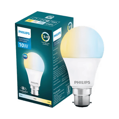 Philips SceneSwitch 10W LED Bulb | 3-in-1 Light Modes CDL-NW-WW | B22 Base | Change Brightness with Wall Switch | Energy Efficient | Pack of 1