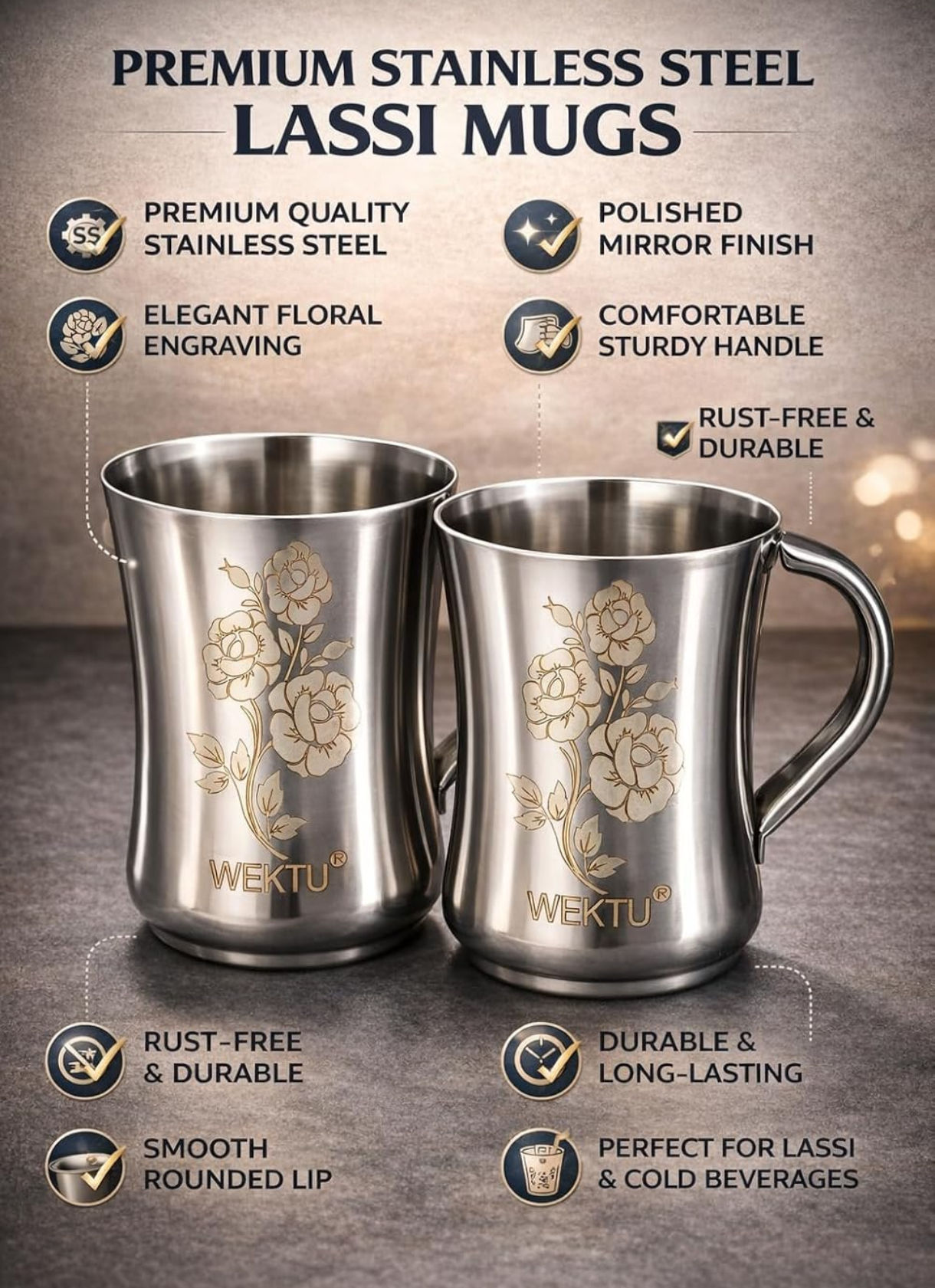 50% Coupon: Upto 83% off on Stainless Steel Lassi Mugs