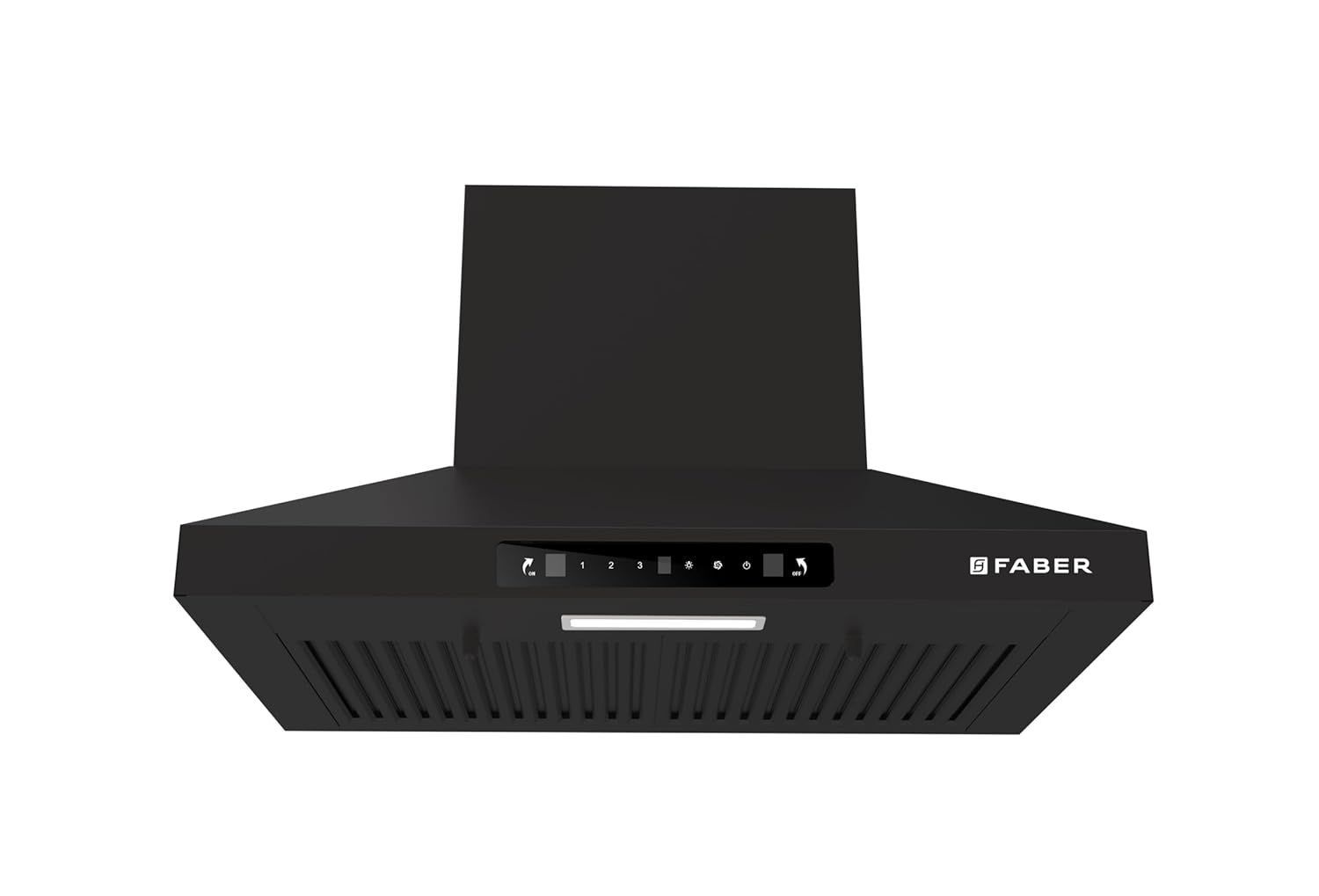 Faber Pluto 60 cm 1000 m³/hr Wall Mounted Kitchen Chimney | Baffle Filter | Touch Control | LED Lights | 1 Year Comprehensive Warranty and 12 Years on Motor | Black | HOOD PLUTO SENSOR TC BF BK IN 60