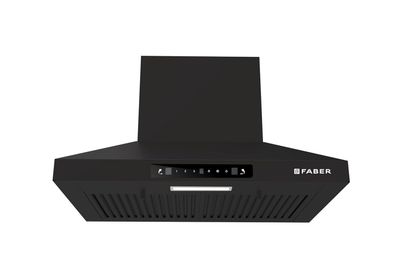 Faber Pluto 60 cm 1000 m³/hr Wall Mounted Kitchen Chimney | Baffle Filter | Touch Control | LED Lights | 1 Year Comprehensive Warranty and 12 Years on Motor | Black | HOOD PLUTO SENSOR TC BF BK IN 60