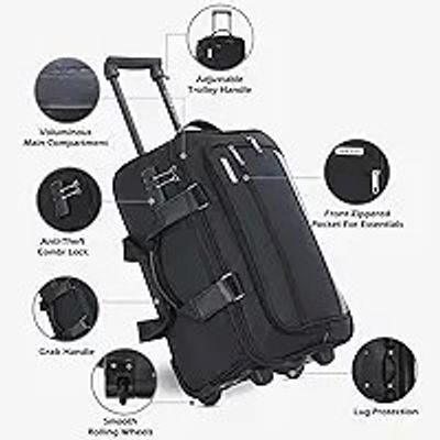 Lavie Sport 45 cms Matrix Wheel Duffle Bag | Laptop Compatiable and Combi Lock